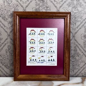 Vtg E Halsey Transformation Print From Ornament to Winter Scene Santa Signed